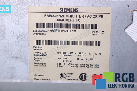 6SE7031-0EE10 SIEMENS SIMOVERT FC