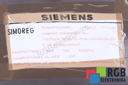 6RA2125-6DV66-0 SIEMENS SIMOREG D400/65 400V 65A