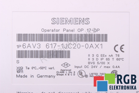 6AV3617-1JC20-0AX1 SIEMENS SIMATIC OP17