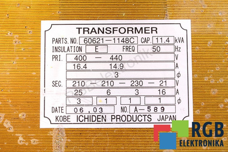 60621-1148C ICHIDEN 400-440V, 210-210-230-21V TRANSFORMADOR