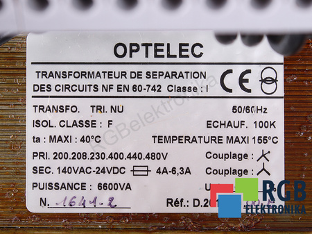D.201.349.00E STAUBLI 200/208/230/400/440/480V, 140-24V TRANSFORMADOR