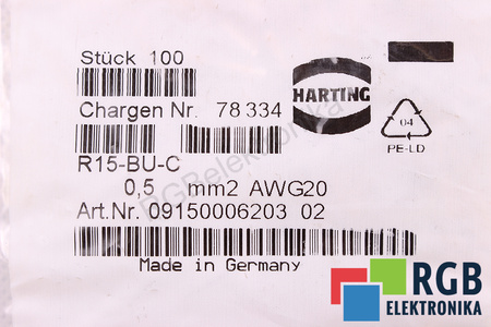 R15-BU-C HARTING 0.5MM2 CLAVIJA DE ZÓCALO