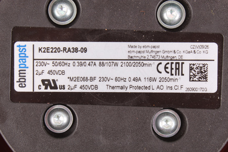 K2E220-RA38-09 EBM PAPST 0.107KW, 230V VENTILADOR