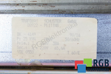 DK-4149 SCHUSTER 25KVA PRI 380V 38A SEC 220V 65.6A TRANSFORMADOR