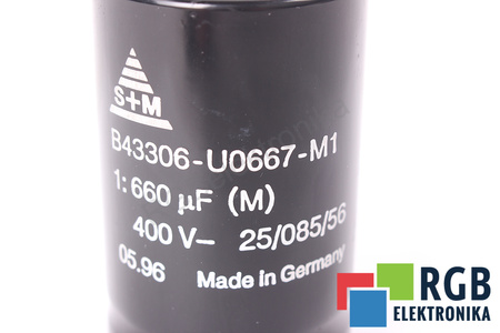 CONDENSADOR B43306-U0667-M1 S+M 25/085/56 660UF, 400VDC