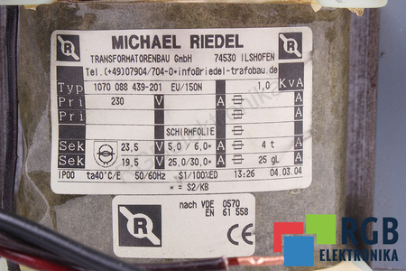 1070088439-201 MICHAEL RIEDEL 230V, 23.5/19.5V TRANSFORMADOR