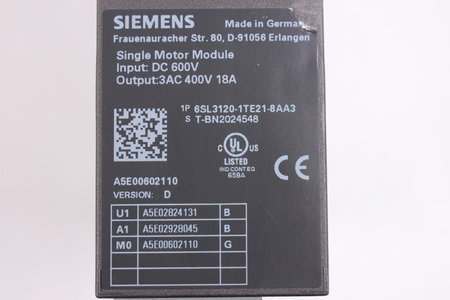 6SL3120-1TE21-8AA3 SIEMENS VERSION D SINAMICS S120
