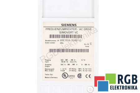 6SE7016-1EA61-Z SIEMENS FRENTE DE LA CAJA