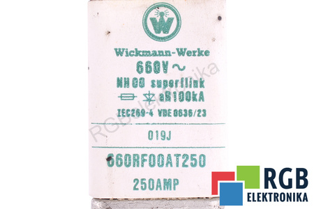 FUSIBLE 660RF00AT250 WICKMANN-WERKE SUPERFLINK NH00 VDE0636/23 660V, 250A