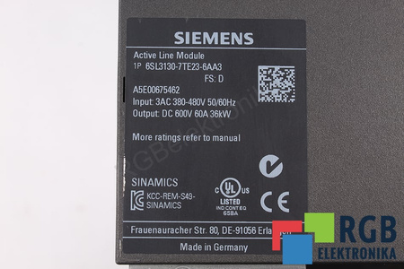 6SL3130-7TE23-6AA3 SIEMENS ACTIVE LINE MODULE SINAMICS