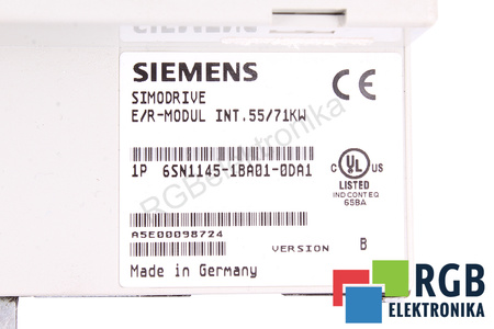 6SN1145-1BA01-0DA1 SIEMENS VERSION B E/R-MODUL INT 55/71KW SIMODRIVE 611