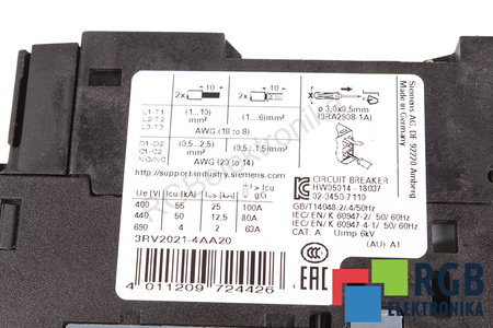 3RV2021-4AA20 SIEMENS SIRIUS SECCIONADOR