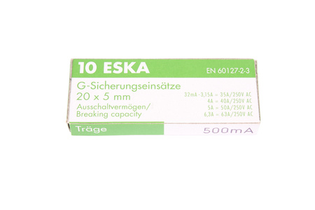 FUSIBLE DE ACCIÓN RETARDADA 522.514 ESKA ZKT-0.5A 250V,5X20MM 10PCS