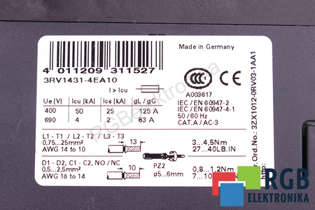 3RV1431-4EA10 SIEMENS SIRIUS INTERRUPTOR-SECCIONADOR