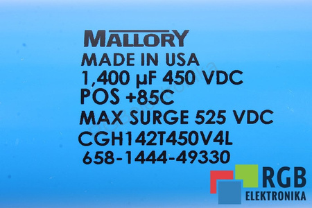 CONDENSADOR CGH142T450V4L MALLORY 1.400UF, 450V