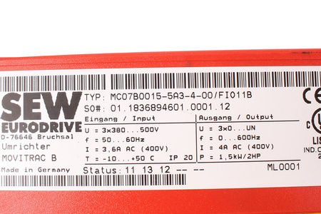 MC07B0015-5A3-4-00/FI011B SEW EURODRIVE movitrac b