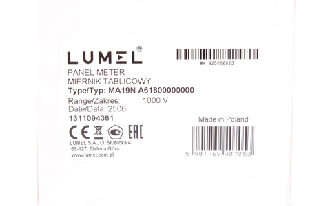 MA19N A61800000000 LUMEL 0-1KV 96X96MM MEDIDOR DE PANEL