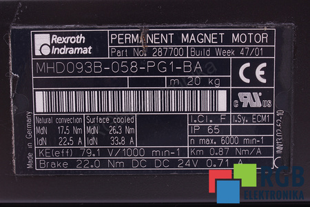 MHD093B-058-PG1-BA INDRAMAT CUBIERTA DEL CODIFICADOR