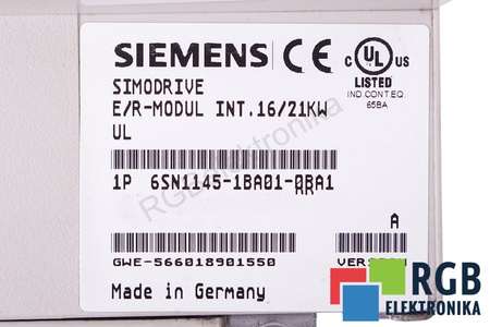 6SN1145-1BA01-0BA1 SIEMENS VERSION A E/R MODUL INT. SIMODRIVE 611