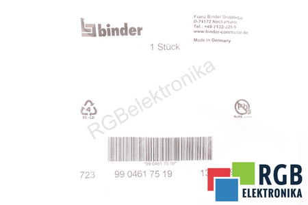 723-99-0461-75-19 BINDER C65020079, 19PIN CONECTOR ACODADO