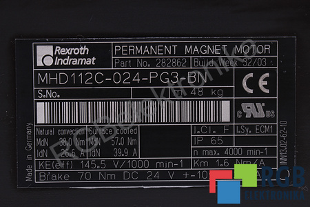 MHD112C-024-PG3-BN INDRAMAT 8661114H09 IMPULSOR CON FRENO