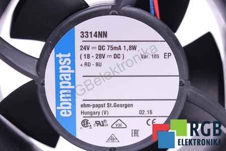 3314NN EBM PAPST 92X92X32MM, 24V, 0.075A VENTILADOR