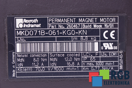 MKD071B-061-KG0-KN REXROTH INDRAMAT LANCE TRASERO