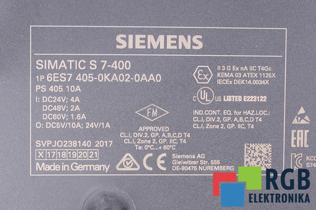 6ES7405-0KA02-0AA0 SIEMENS PS405 SIMATIC S7-400