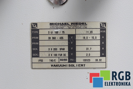 3VI168/75 MICHAEL RIEDEL 360-435V, 200/100V TRANSFORMADOR