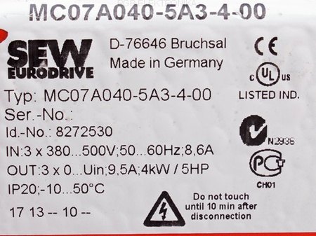 MC07A040-5A3-4-00 SEW EURODRIVE 8272530 MOVITRAC