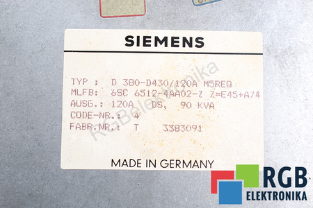 6SC6512-4AA02-Z SIEMENS Z=E45+A74 D380-D430/120A SIMODRIVE 650