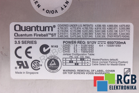 ST16A011 QUANTUM FIREBALL ST 1.6AT 1.6GB 3.5" IDE