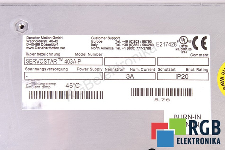 403A-P DANAHER MOTION SERVOSTAR 400-A