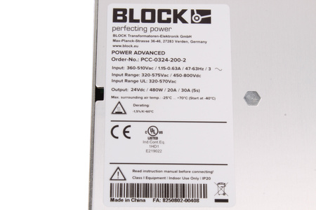 PCC-0324-200-2 BLOCK POWER COMPACT FUENTE DE ALIMENTACIÓN CONMUTADA