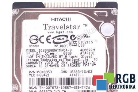 IC25N060ATMR04-0 HITACHI TRAVELSTAR 60GB, ATA, 2.5", HDD