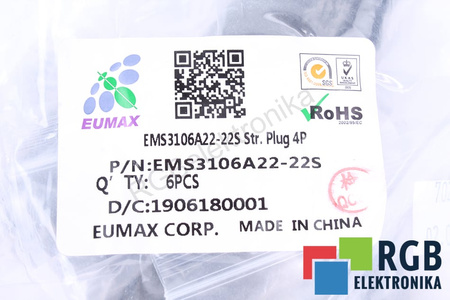 JL04V-6A22-22SE-EB-R EUMAX EMS3106A22-22S PARA FANUC SIZE 22, 4PIN ENCHUFE RECTO SIN PRENSAESTOPA