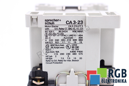 CA3-23-01 SPRECHER SCHUH 660VAC 15KW 20A 220VAC