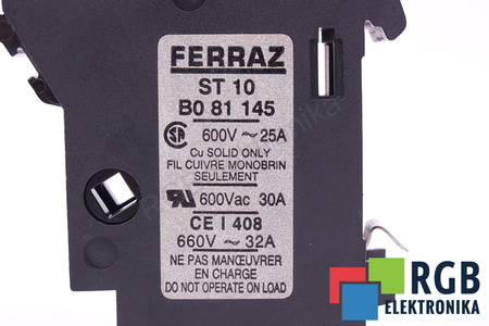 FUSIBLE B081145 FERRAZ ST10 600VAC, 25A