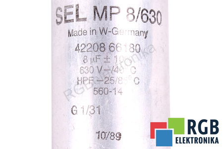 CONDENSADOR MP8/630 SEL 8UF, 630V