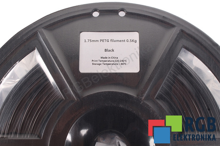 1,75MM PETG FILAMENT 0.5KG BLACK FLASHFORGE TAMAÑO EXTERIOR DEL CARRETE 180MM, TAMAÑO INTERIOR DEL CARRETE 50MM, ANCHURA DEL CARRETE 45MM