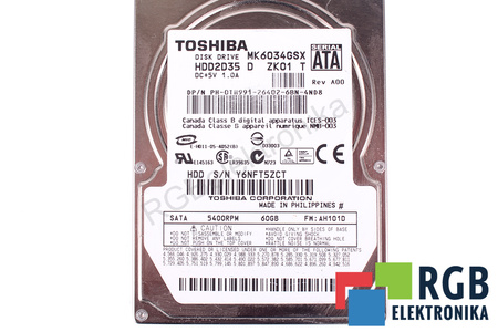 MK6034GSX TOSHIBA HDD2D35 60GB, SATA, 2.5", HDD