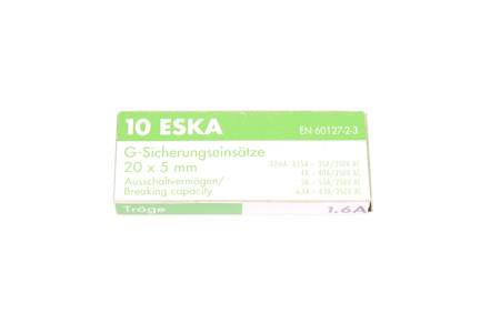 FUSIBLE DE ACCIÓN RETARDADA 522.519 ESKA ZKT-1.6A 250V, 1.6A, 5X20MM, 10PCS