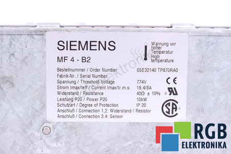 6SE32140 SIEMENS TP870RA0 MF4-B2 40 OHM 10KW RESISTENCIA DE FRENADO