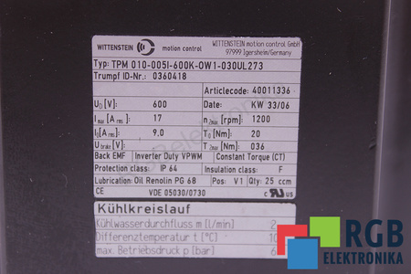 TPM010-005I-600K-OW1-030UL273 WITTENSTEIN MOTION CONTROL REPARTO DELANTERO