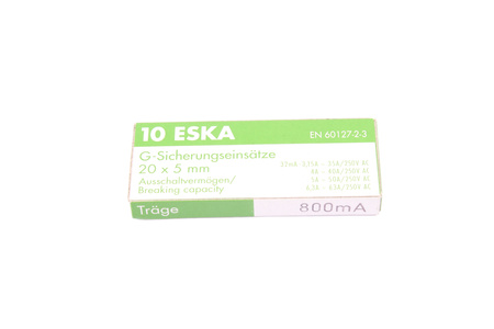 FUSIBLE DE ACCIÓN RETARDADA 522.516 ESKA ZKT-0.8A 250V, 0.8A, 5X20MM, 10PCS
