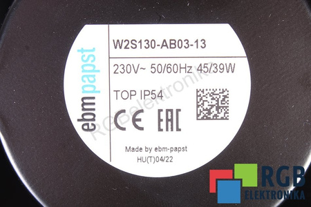 W2S130AB0313 EBM PAPST W2S130-AB03-13 172X150X55MM, 230V, 172MM VENTILADOR