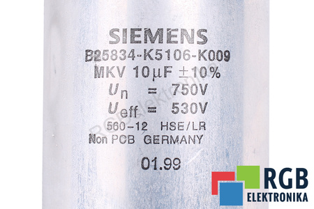 CONDENSADOR B25834-K5106-K009 SIEMENS 10UF, 530V, 750V