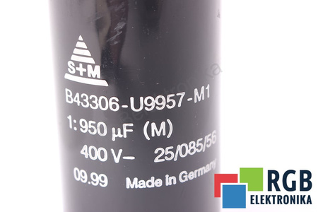 CONDENSADOR B43306-U9957-M1 S+M 25/085/56 950UF, 400VDC