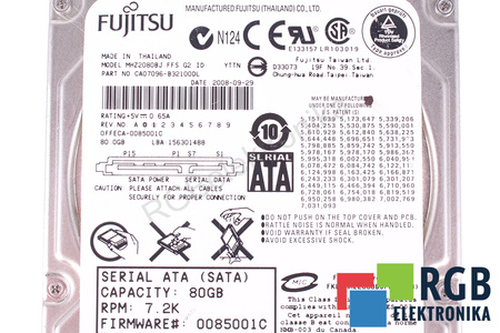 MHZ2080BJ FUJITSU 80GB, ATA, 2.5", HDD