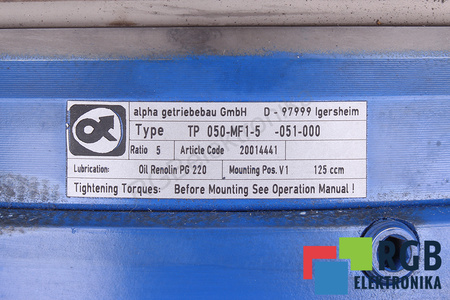 TP050-MF1-5-051-000 ALPHA GETRIEBEBAU ENGRANAJE
